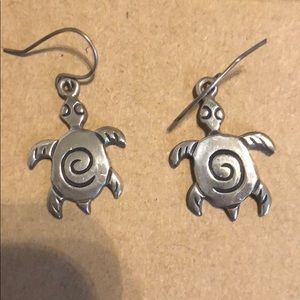 Sterling silver turtle dangle earrings